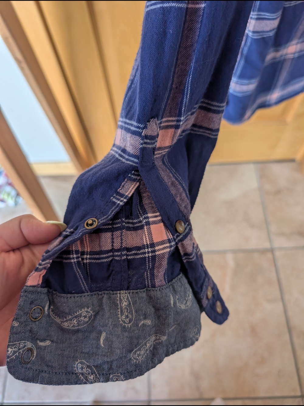 JACHS Girlfriend Navy and Pink Plaid Snap-Front Shirt - Picture 4 of 9
